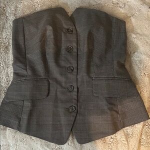 NWOT Banana Republic Plaid Button-Up Strapless Bustier